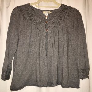 100% Cotton 3-button Cardigan in gray